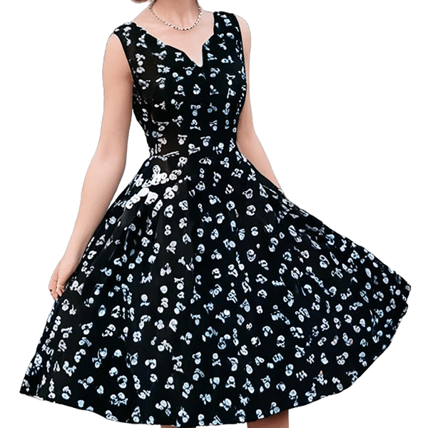 1950s Vintage Retro Rockabilly Dress Skull and X Bones Handmade sizes 14-26