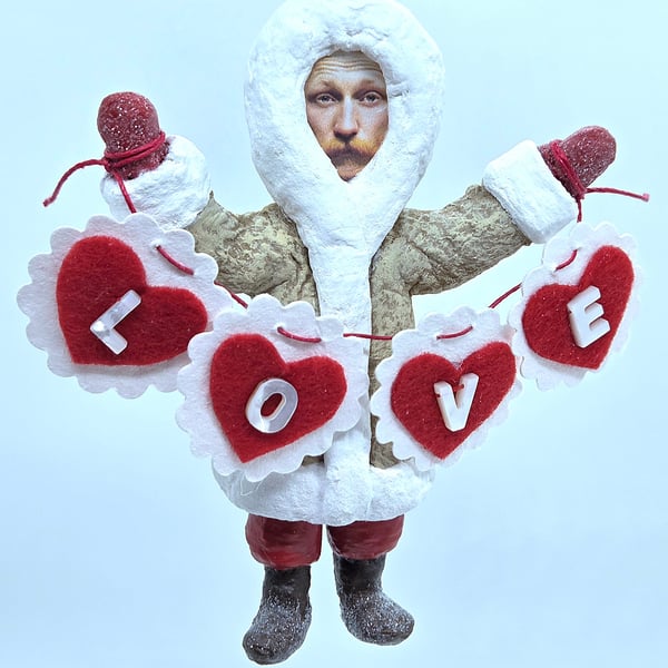 Charming Spun Cotton Boy Valentine’s Ornament