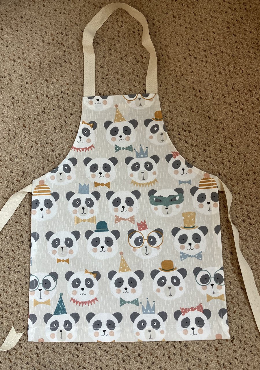 Child's Panda Apron, Handmade in the UK