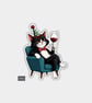 Funny Novelty Vinyl Sticker - Cat With Red Wine 