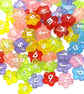 100pcs 11mm Translucent Flower Acrylic Alphabet beads, Multicoloured, Mixed Lett