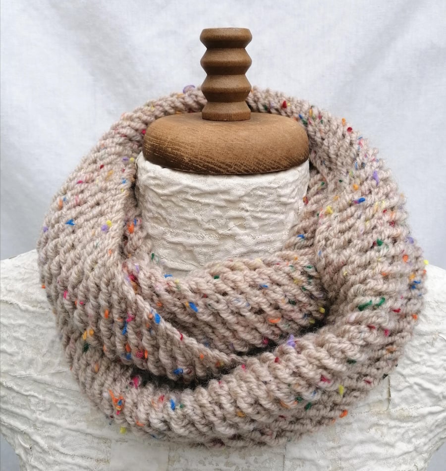 Wheat Knitted Cowl Scarf 