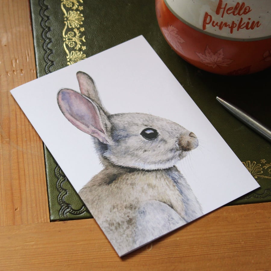 Greetings card - Rabbit - 4 x 5.75 inches (10.5 x 14.8cm)