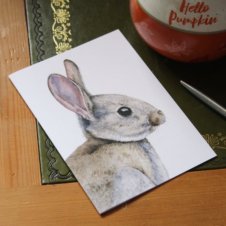 Greetings card - Rabbit - 4 x 5.75 inches (10.5 x 14.8cm)