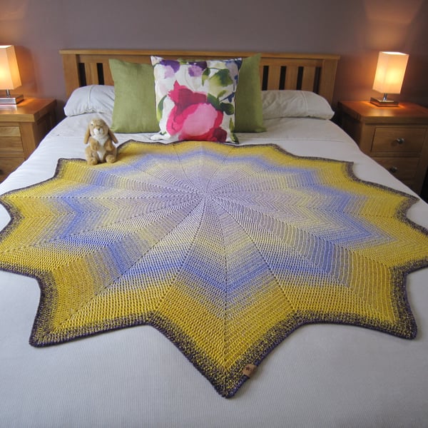 Large Crochet Bed Throw, Sparkly Sofa Throw, Picnic Blanket, Festival Blanket