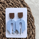 Boho Statement Jewellery - Textured Pastel Blue Rainbow Arch Earrings 