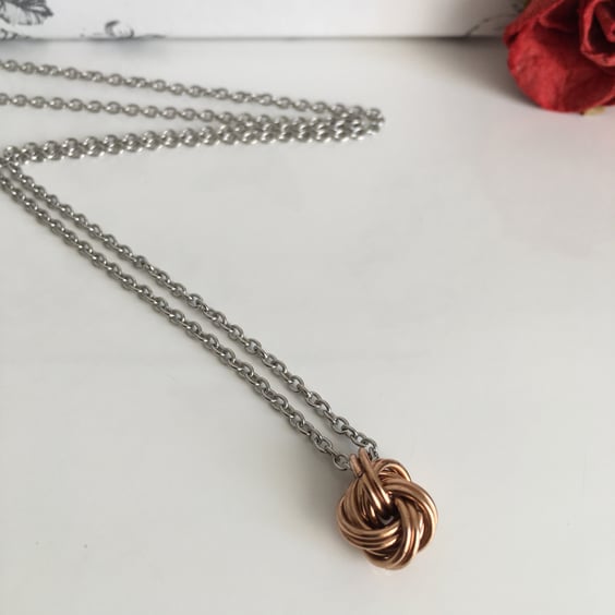 Pure Bronze Infinity Love Knot Necklace 8th 19th Anniversary Gift for Her