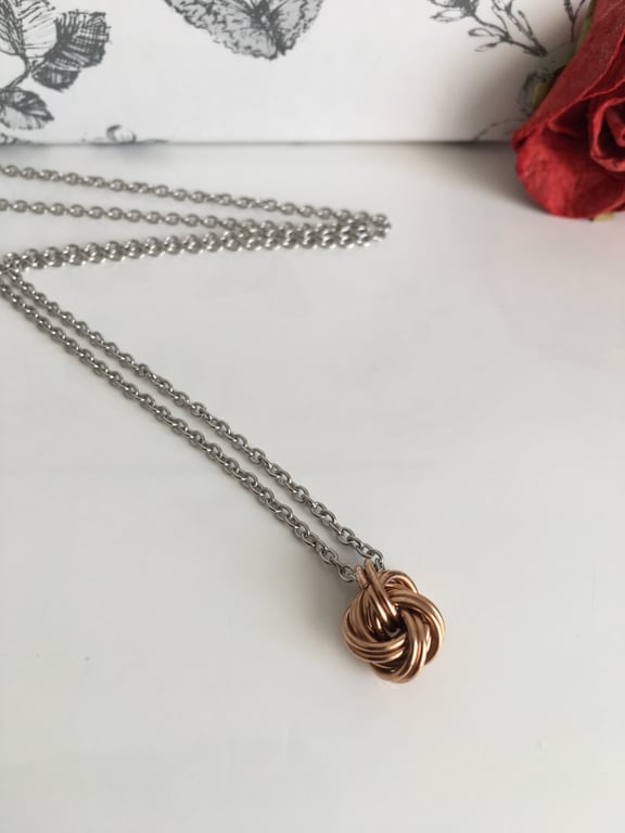 Pure Bronze Infinity Love Knot Necklace 8th 19th Anniversary Gift for Her