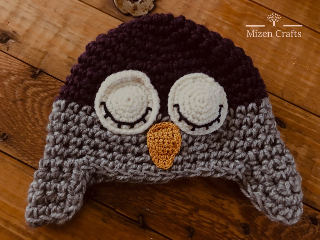 Newborn Sleepy Owl Hat Crochet Supersoft