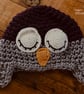 Newborn Sleepy Owl Hat Crochet Supersoft Baby Shower Gift - Image 1