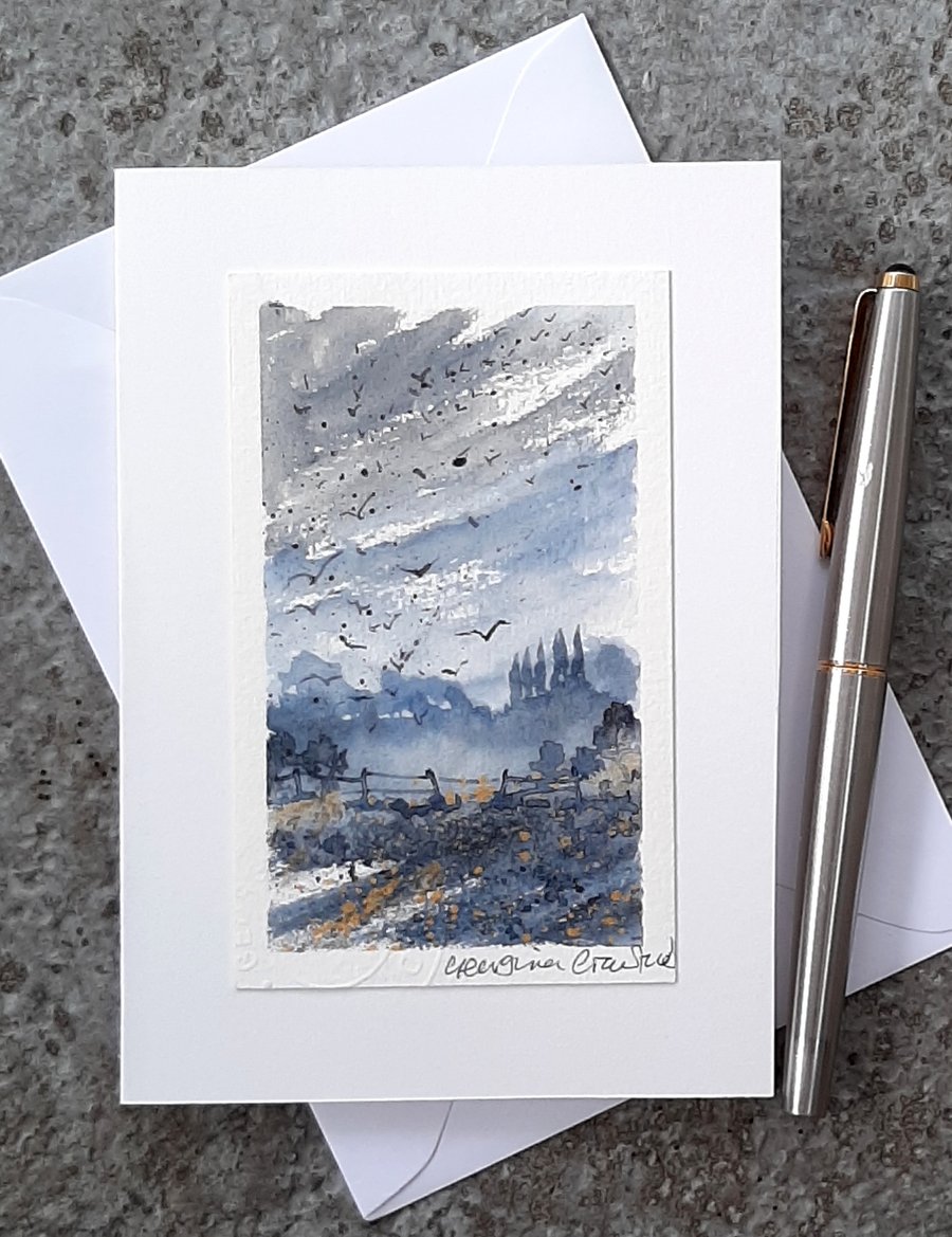 Blank Card. Handpainted Watercolour Art. OOAK