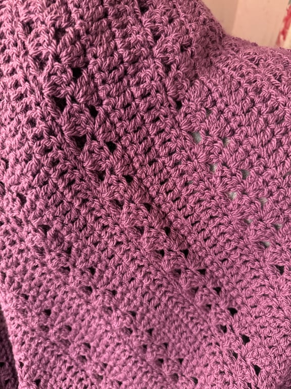 Handmade Extra Large Crochet Throw - Dusky Purple