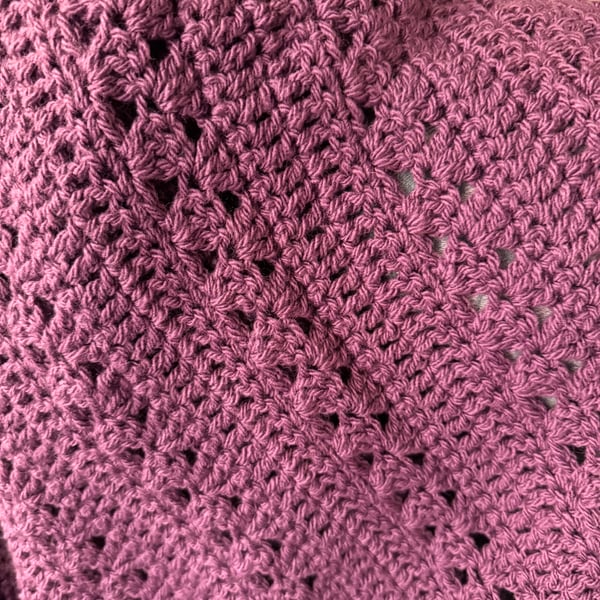Handmade Extra Large Crochet Throw - Dusky Purple