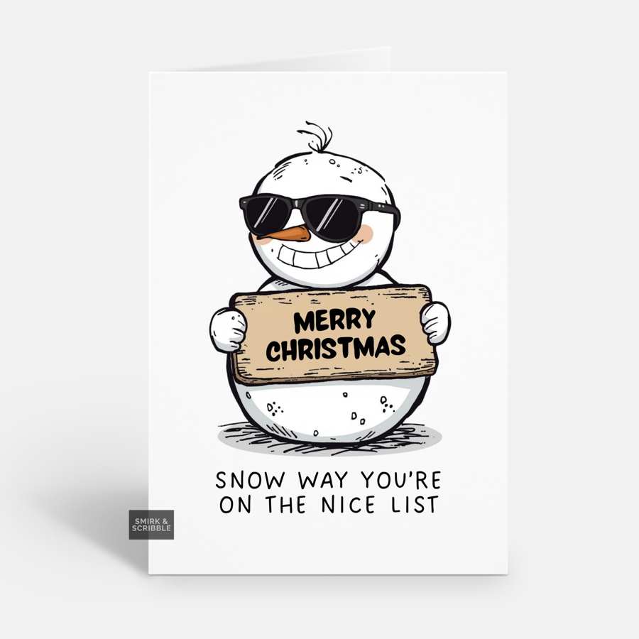 Unique Funny Christmas Card For Him Or Her - Snowman Pun Xmas Greeting 