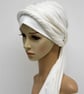 Stretchy viscose jersey turban with long ties, chemothrapy patient head wear