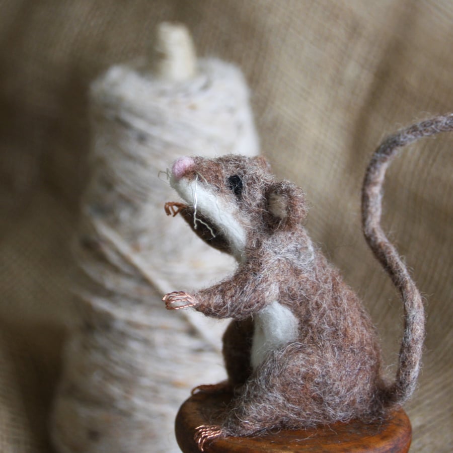 Little Mill Mouse - needle felted mouse sculpture