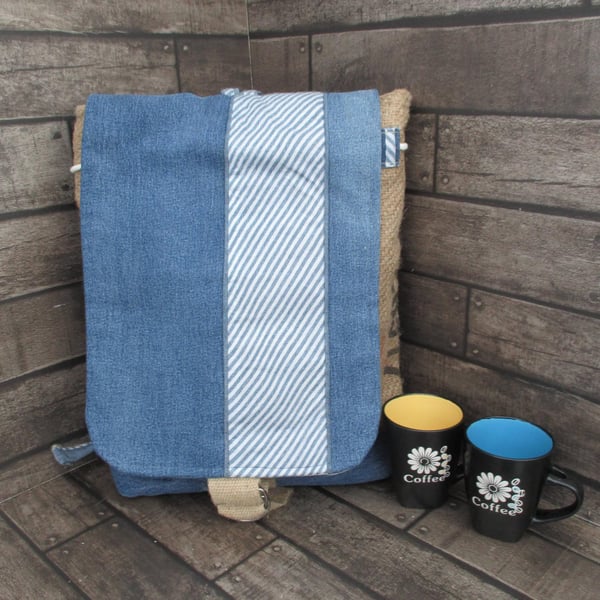 Upcycled Denim Rucksack Handmade Sustainable Backpack
