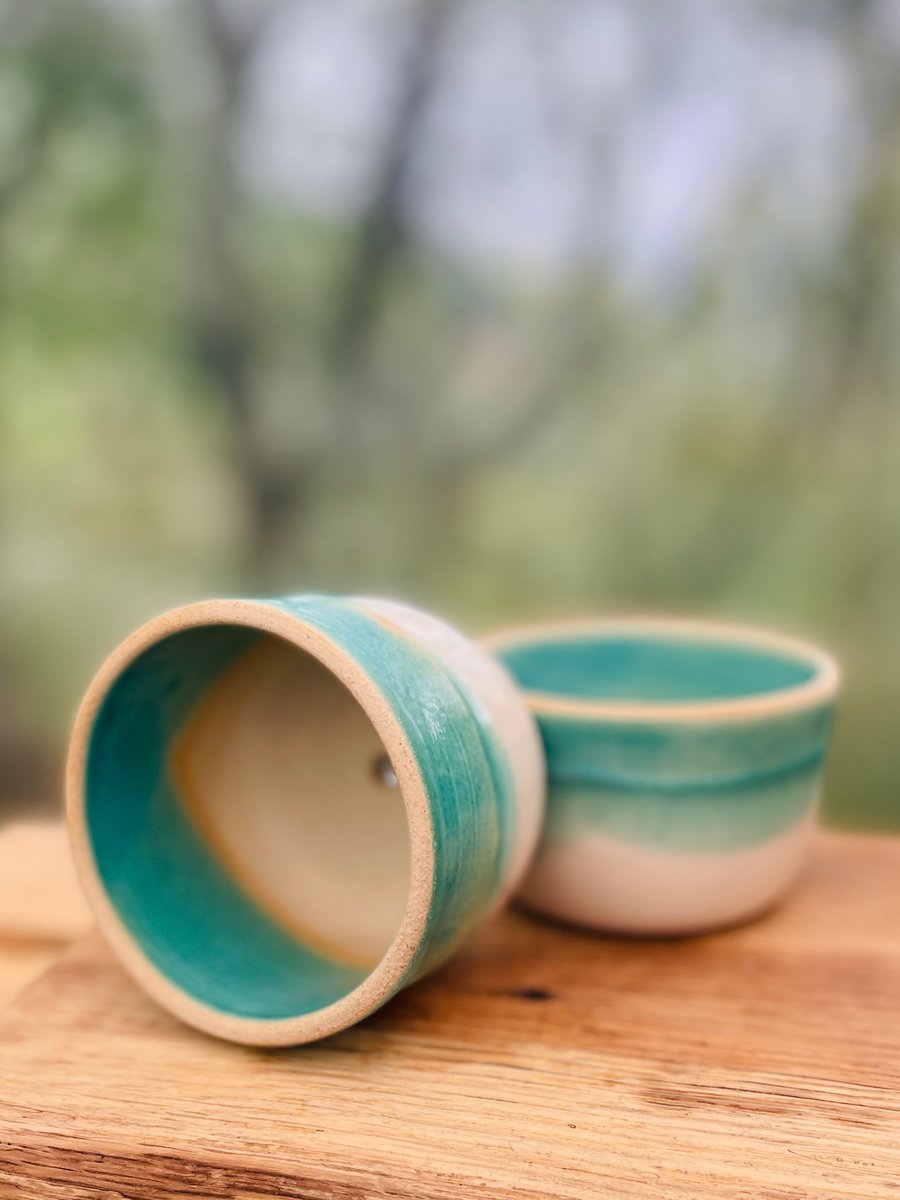 Hand thrown Ceramic plant pot - copper patina