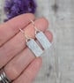 Sterling Silver Small Leaf Pattern Rectangle Earrings - JBJ1091