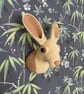 Faux Taxidermy Hare Trophy Head, Handcrafted Crocheted Wall Hanging Decor