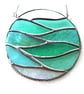 Making Waves Teal Stained Glass Suncatcher Handmade Ring Sea - Image 4