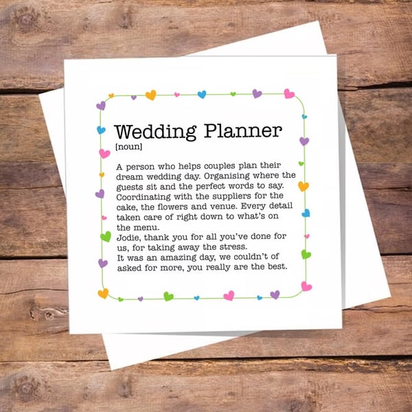 Wedding Planner Personalised Card - thank you