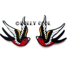 Swallow earrings in Black and Red Tattoo Style by Dolly Cool Sparrow Tattoo Flas