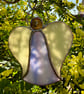 Stained Glass Bell Angel Decoration - Blue-purple-pink body with creamy wings