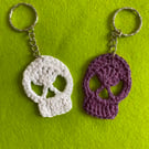 Handmade Crocheted Spooky Halloween Skull Bag Charm Key Chain