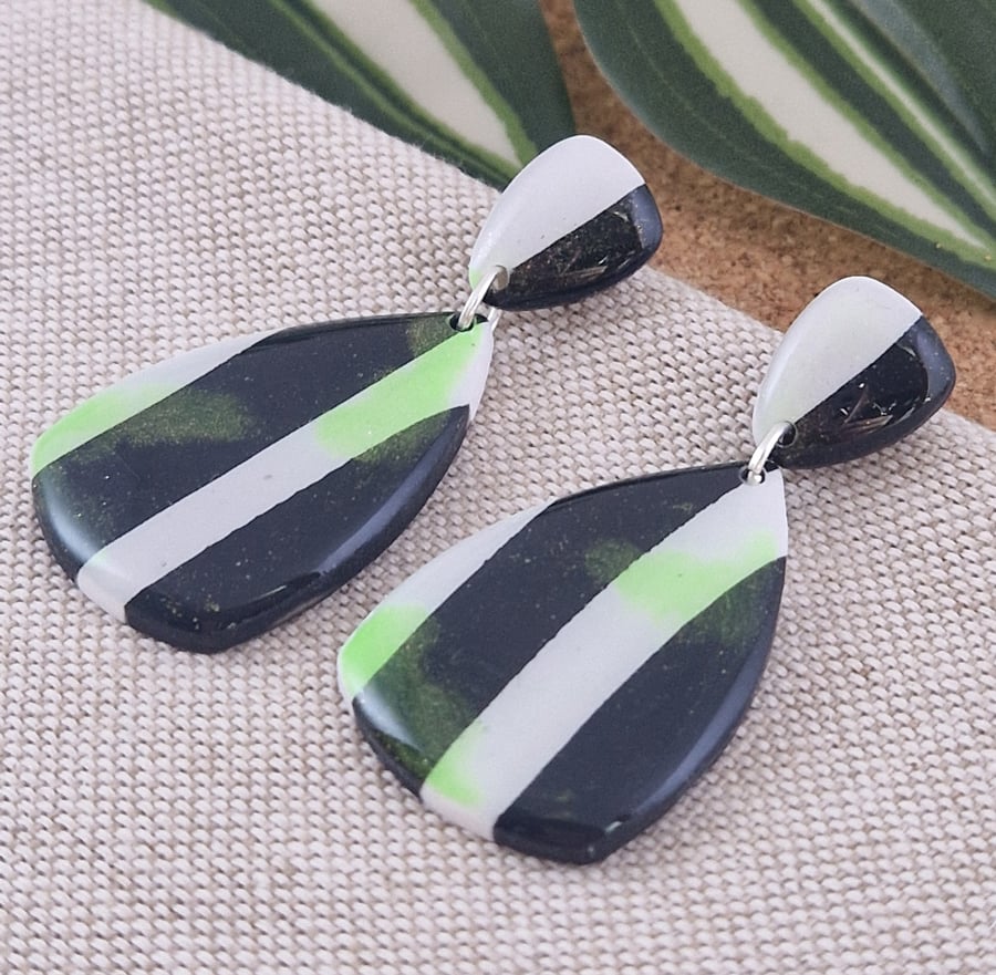 Beetle Juice inspired Clay Earrings