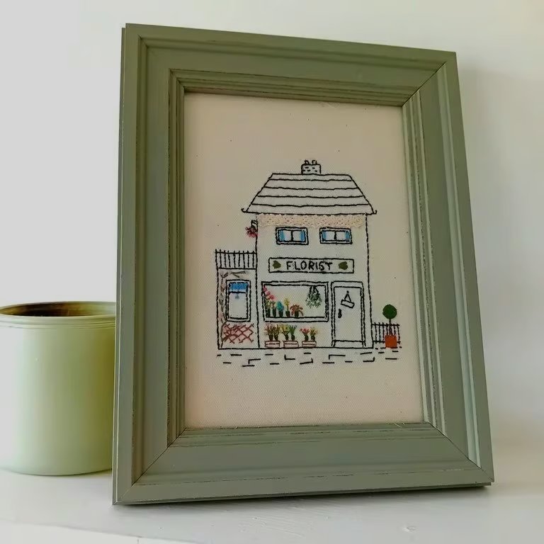 Hand Embroidered Framed Picture
