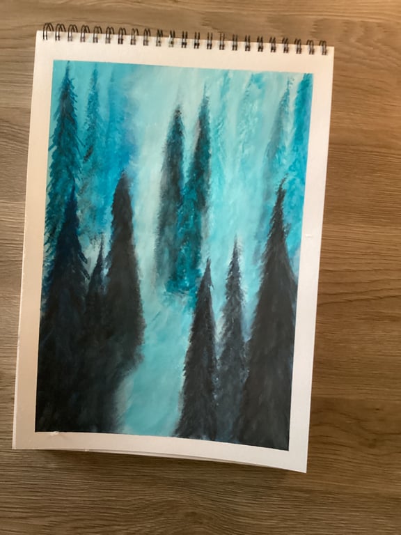 Wintery misty forest mist rising 