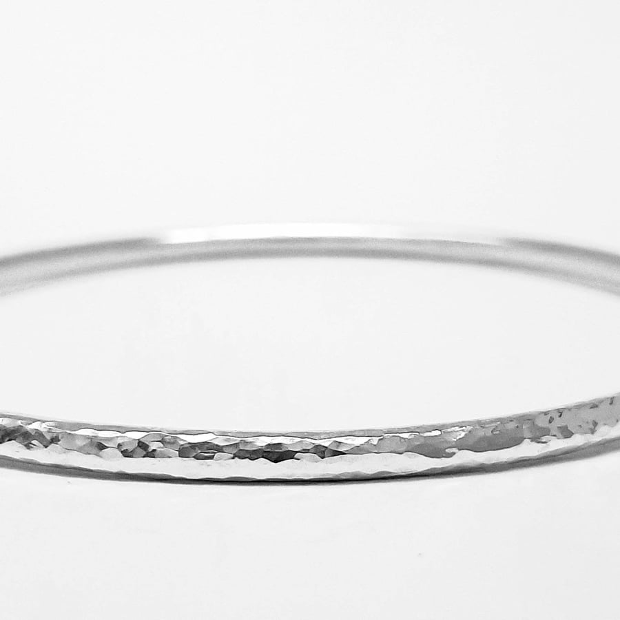 Silver bangle - heavy hammered sterling silver bangle