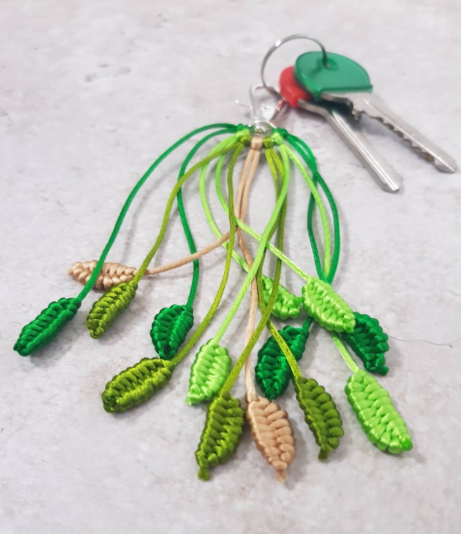 Green botanical keyring, Plant Keychain, Crazy plant lady gift