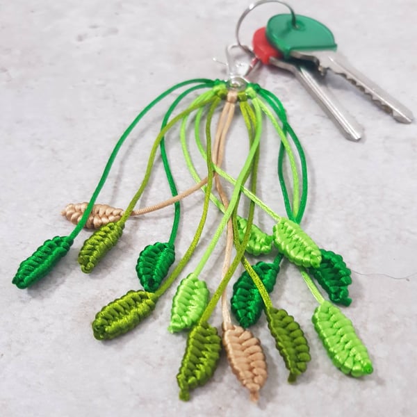 Green botanical keyring, Plant Keychain, Crazy plant lady gift