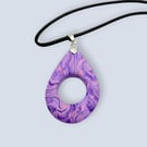 Pink and Purple Marbled Glasses Holder Necklace with Black Waxed Cord