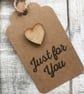 Handmade Wooden Heart Gift Tags, Kraft Card, Jute String, Set of 10 - Image 2