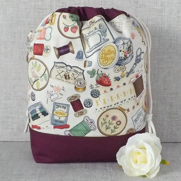 Project bag, drawstring bag, stitching, sewing