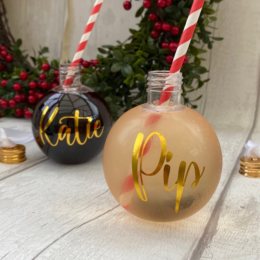 Large Bauble Drinking Glass Personalised Boozy Bauble - Fillable