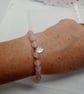 Rose Quartz gemstone bracelet Love heart Charm cubic zirconia valentines gift - Image 3
