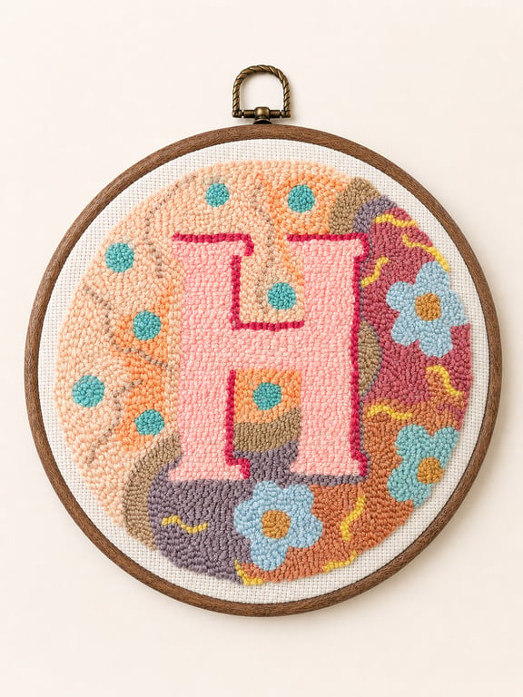 Personalised Punch Needle Initial Wall Hanging
