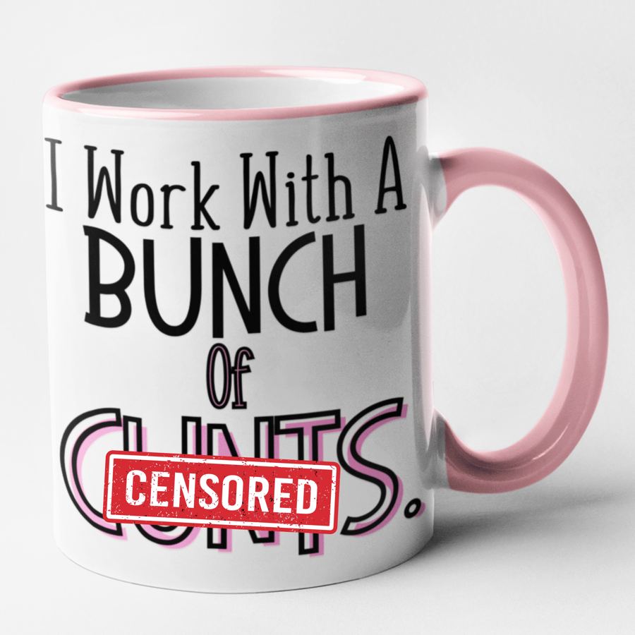 I Work With A Bunch Of C..ts Mug Funny Novelty Office Gift Joke Present Banter 