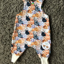 Reversible romper, age 6 months - bunny and stars