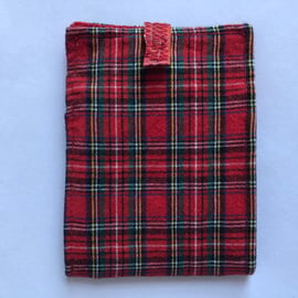 Stud Fastening Red Tartan Print Wallet Card Holder