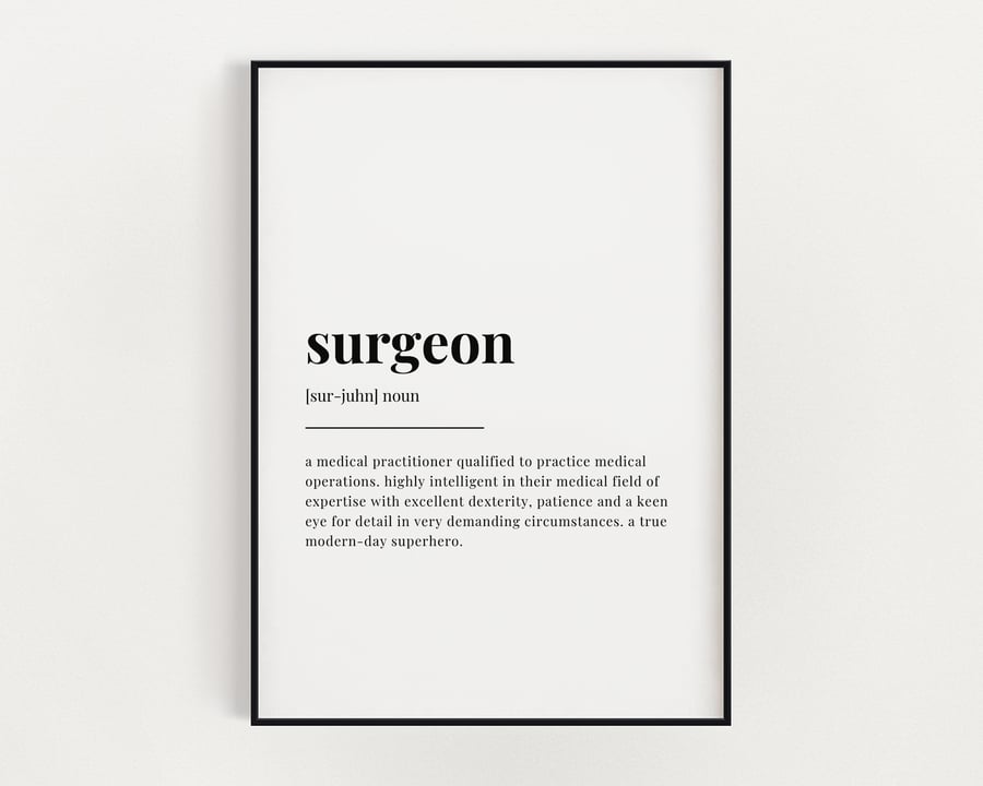 SURGEON DEFINITION PRINT, Quote Print, Wall Art Print, Surgeon Gift, Wall Art
