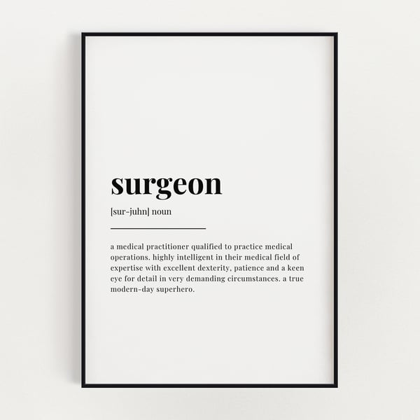 SURGEON DEFINITION PRINT, Quote Print, Wall Art Print, Surgeon Gift, Wall Art