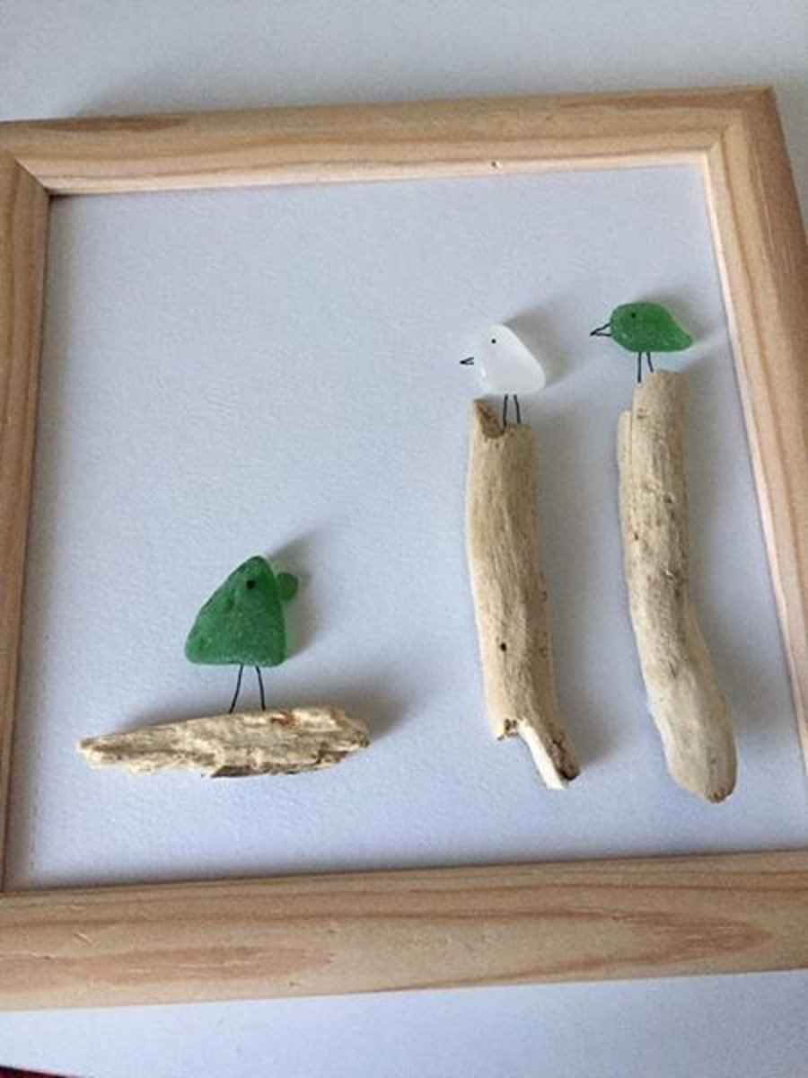 Sea Glass and Driftwood Picture
