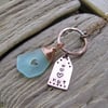 Natural sea glass, heart copper pendant