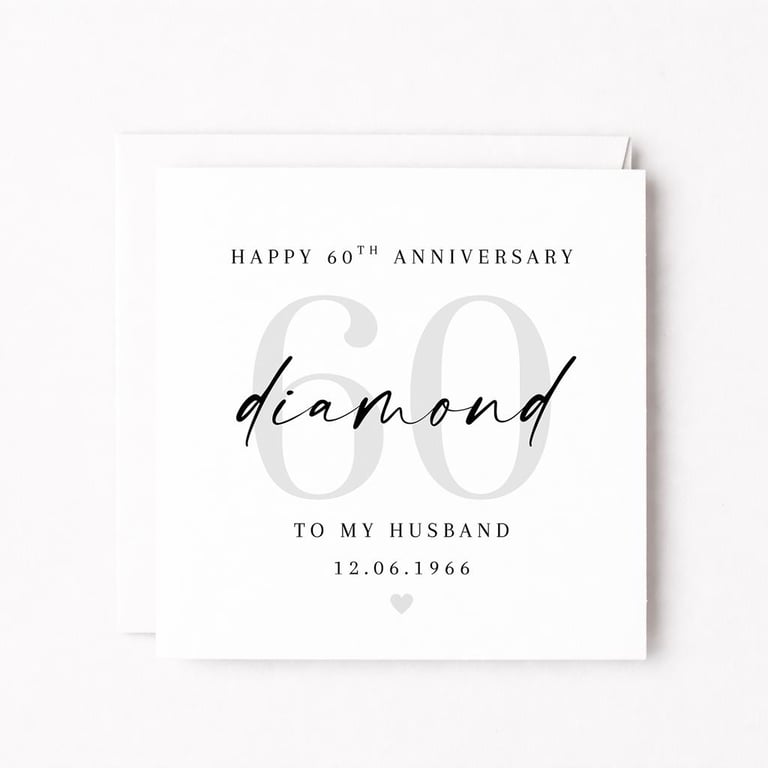 Personalised 60th Anniversary Card – Diamond Anniversary for Husband or Wife