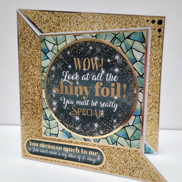 Funny Sarcastic Birthday Card - “Look at All the Shiny Foil” Humorous Card